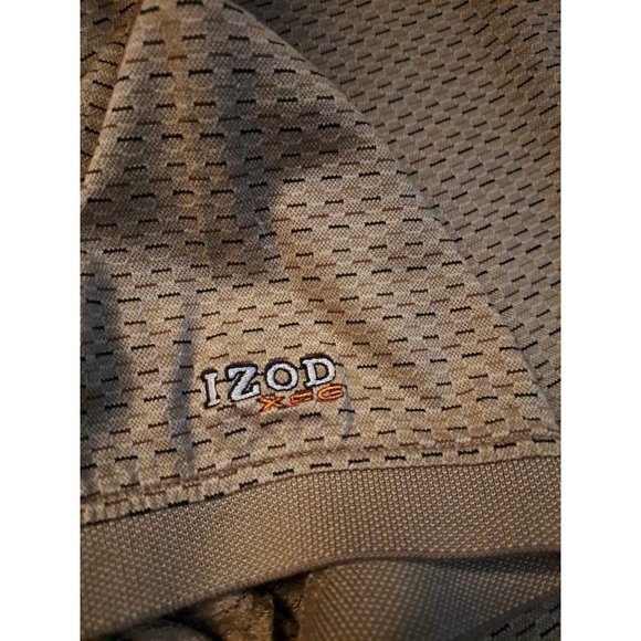 Izod Shirt Mens XL Golf Polo XFG Cotton Cool-FX Tan Brown Print Short Sleeves - Picture 12 of 12